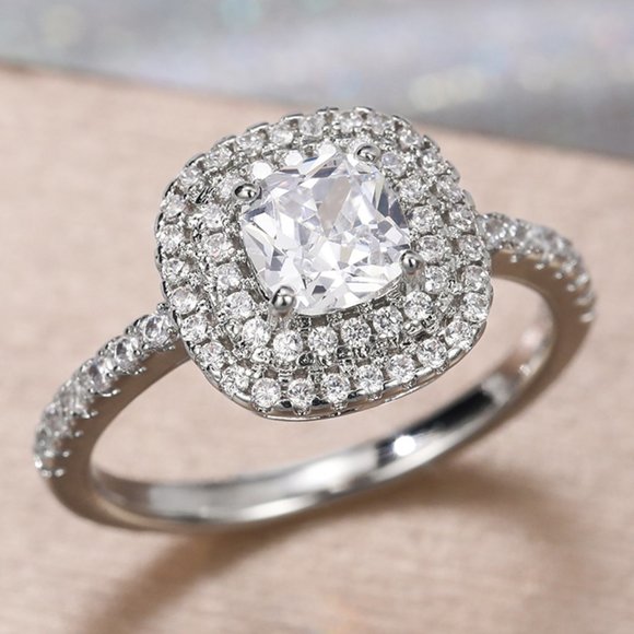 💎Classic Thin Pure Zircon Square Luxury Wedding Rings for Women, MARR9041 - Picture 1 of 6